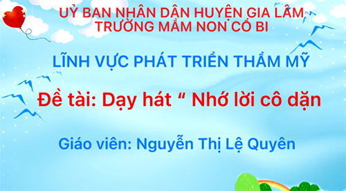 Dạy hát: Nhớ lời cô dặn - MGB